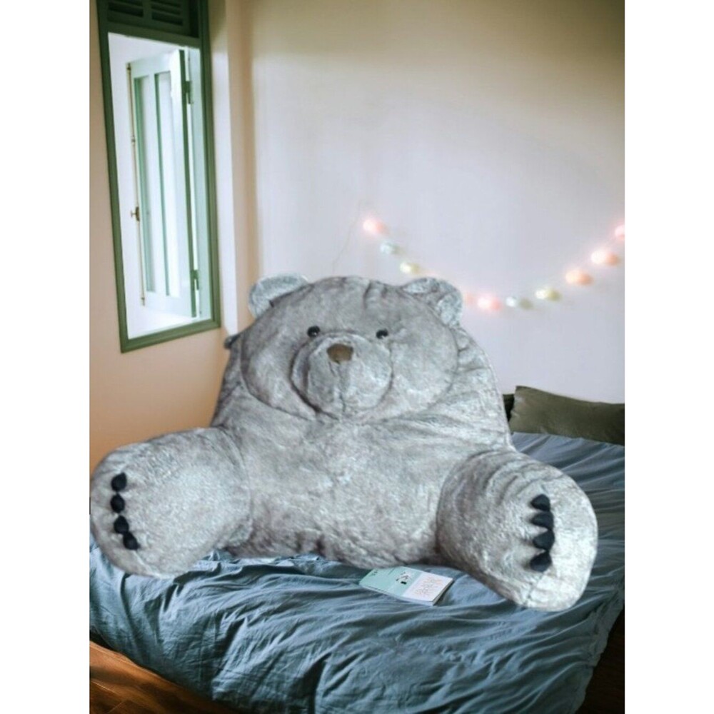Large Plush Gray/Tan Brown Bear Floor TV Pillow Super Soft